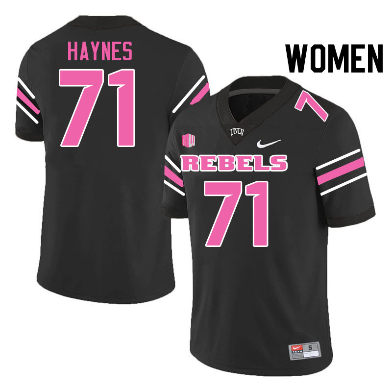 Women #71 Ed Haynes UNLV Rebels College Football Jerseys Stitched-Black
